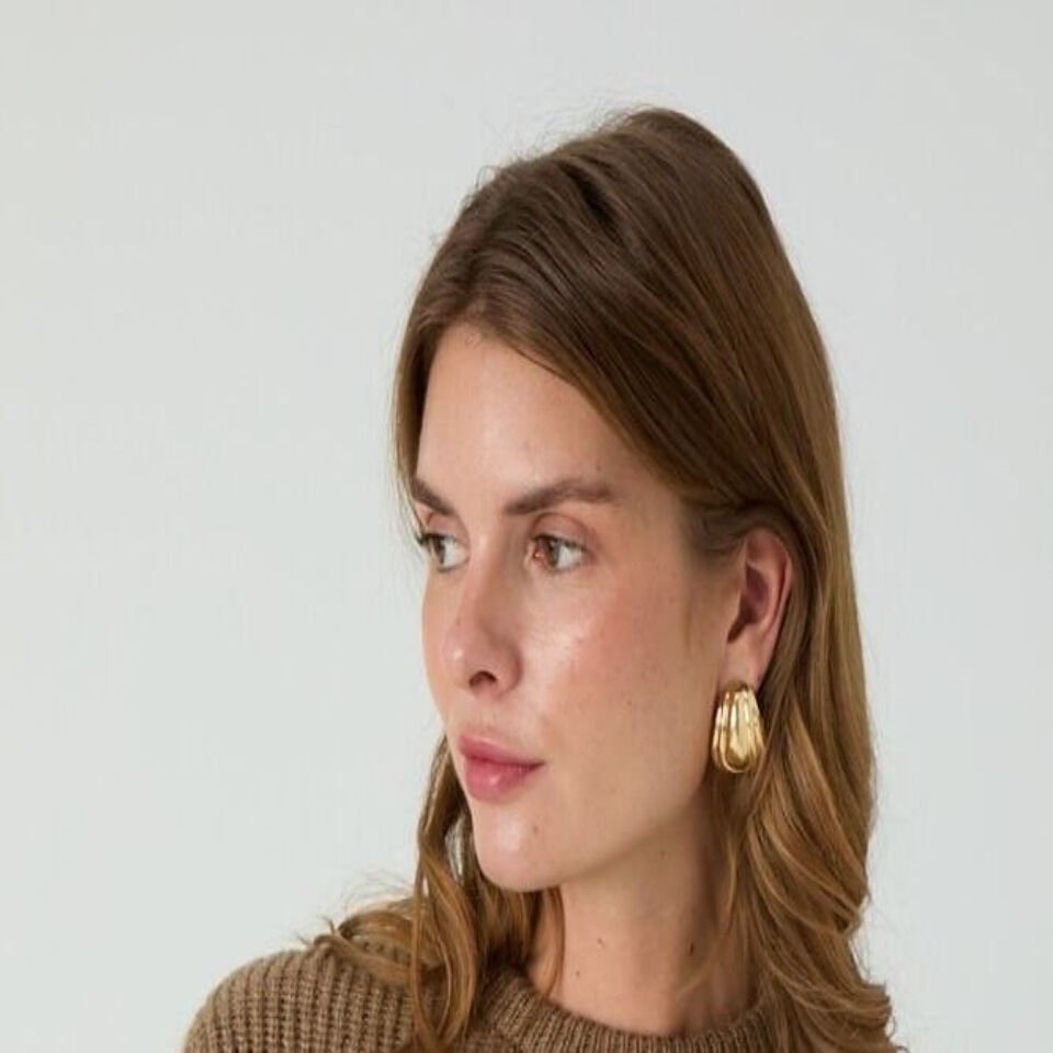 Gold Midye Çelik Küpe