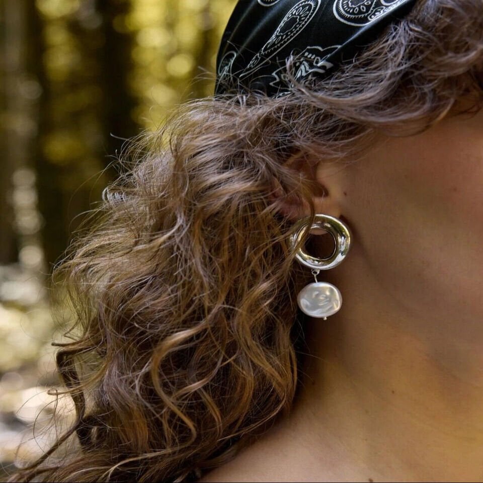 İnci Detay Çelik Küpe Silver