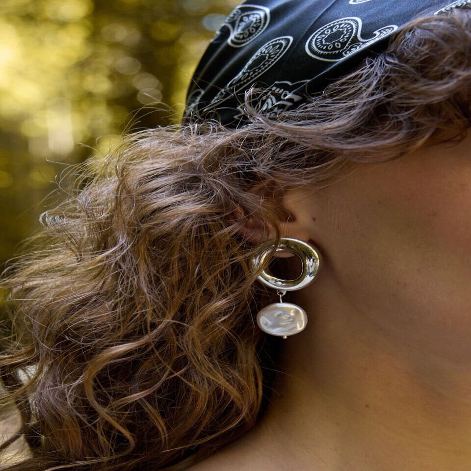 İnci Detay Çelik Küpe Silver