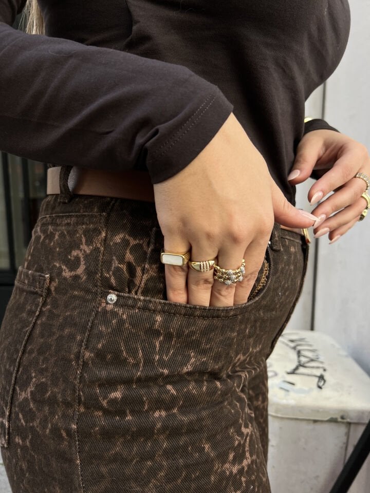 Sedef Detaylı Ayarlanabilir Çelik Yüzük