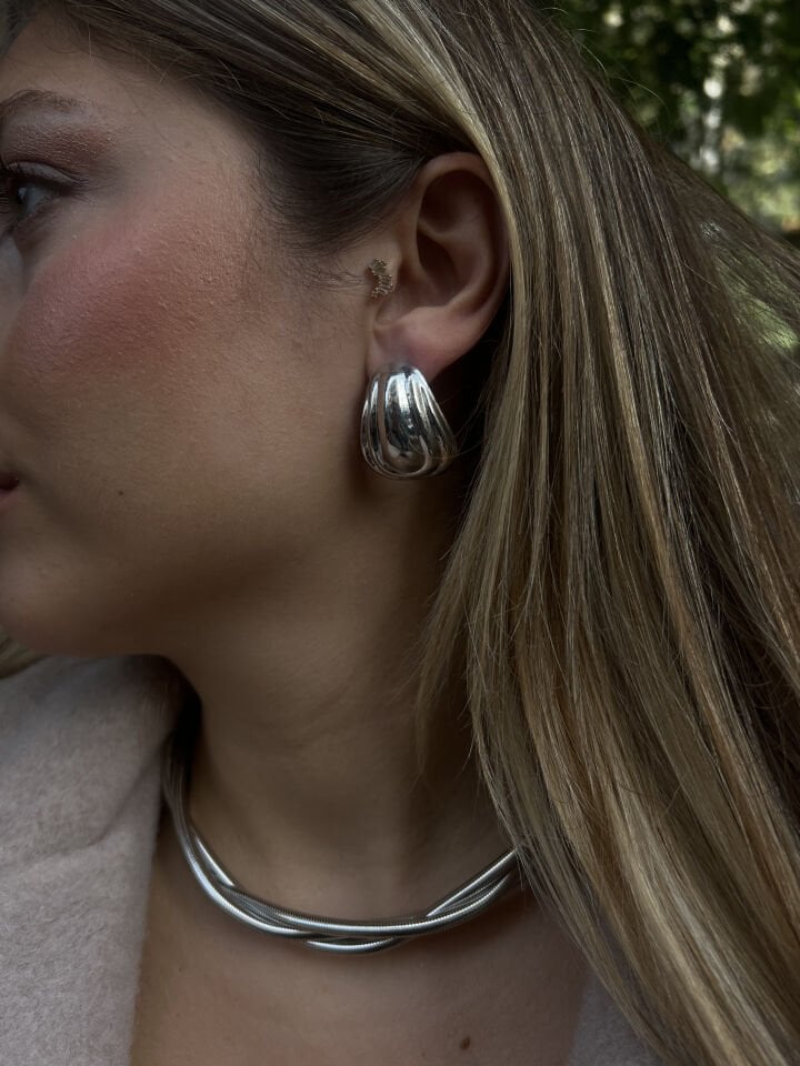 Silver Renk Çelik Midye Küpe