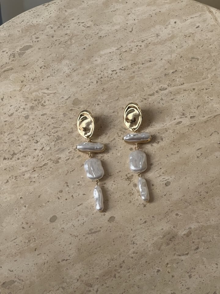 Pera İnci 14 Ayar Renk Küpe