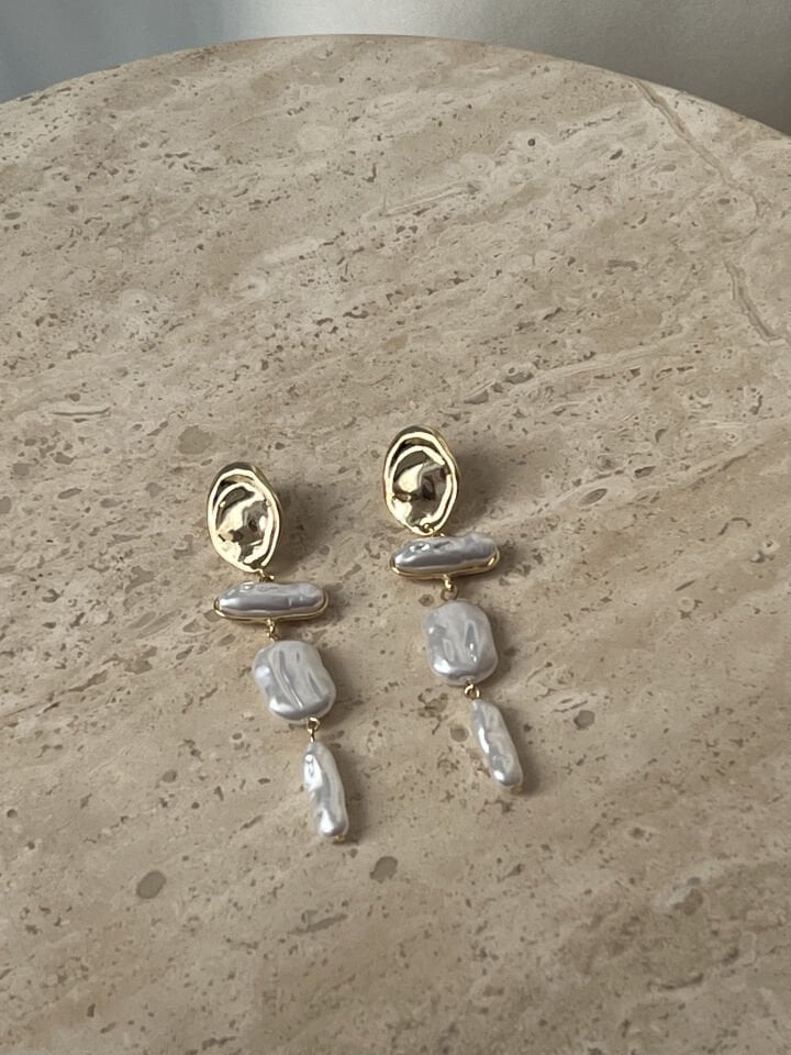 Pera İnci 14 Ayar Renk Küpe