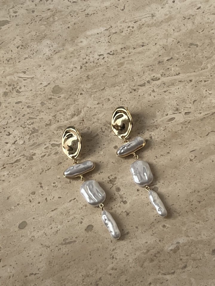 Pera İnci 14 Ayar Renk Küpe