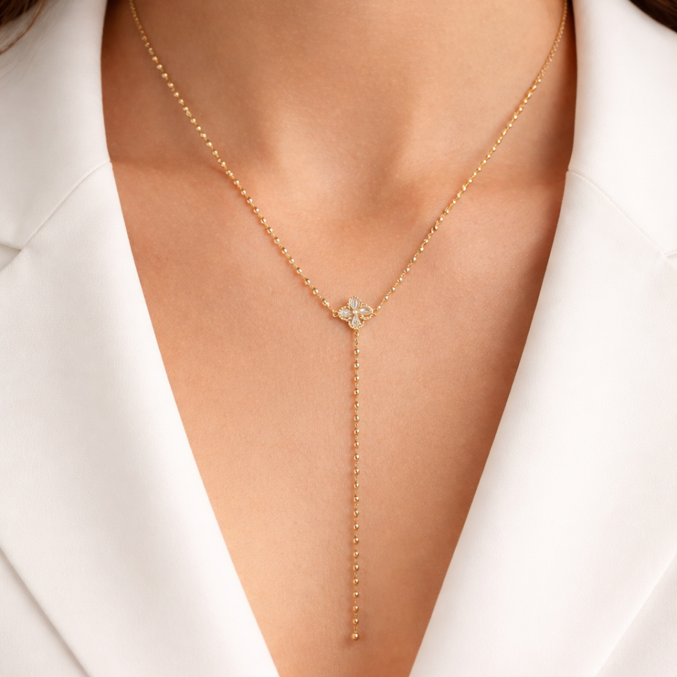 Y kolye Yonca Gold Çelik