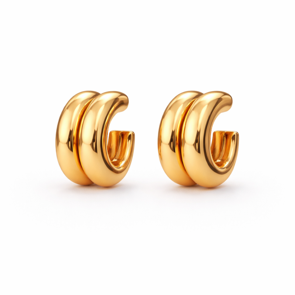 Myra Atelier İstanbul Gold Bombe Halka 2 li Çelik Küpe