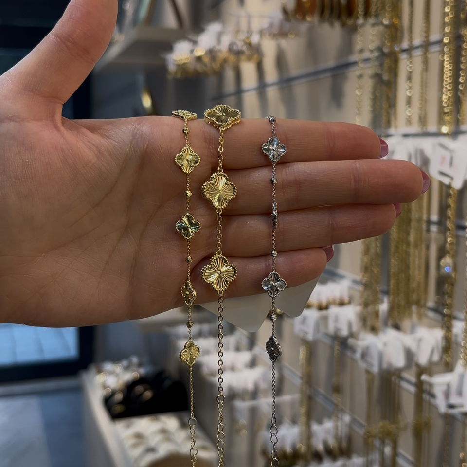 14 K Kuyumcu İşçiliği Büyük Yonca Bileklik