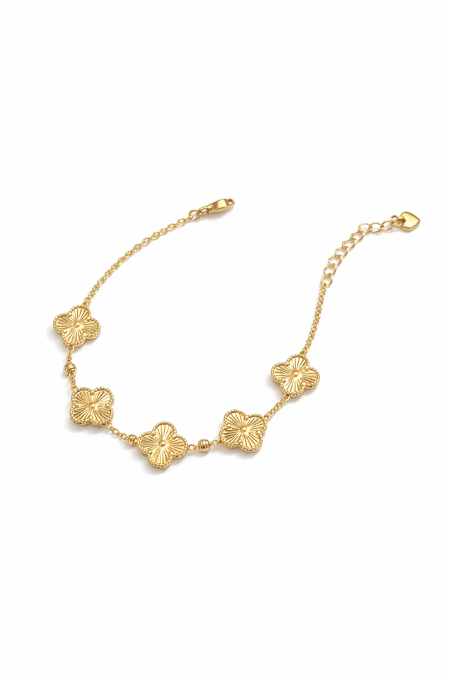 14 K Kuyumcu İşçiliği Dorika Toplu Yonca Bileklik