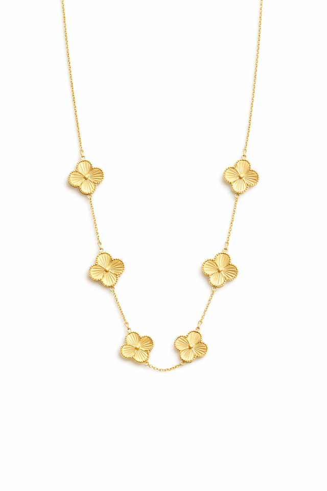 14 K Büyük Yonca Kolye