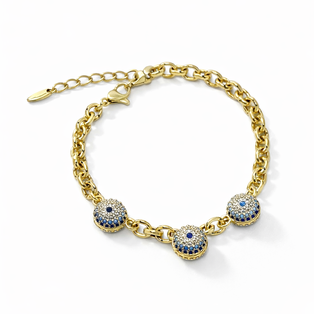 14 Ayar Kuyum İşçiliği  Göz Boncuklu Bileklik