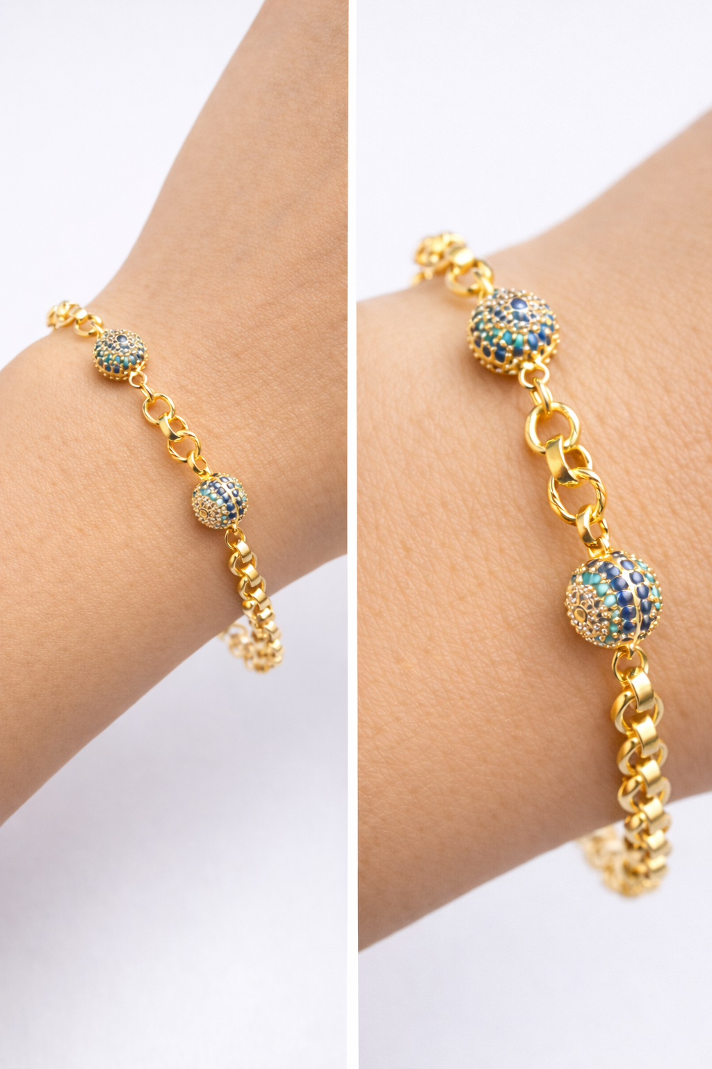 14 Ayar Kuyum İşçiliği  Nazar Boncuklu Bileklik