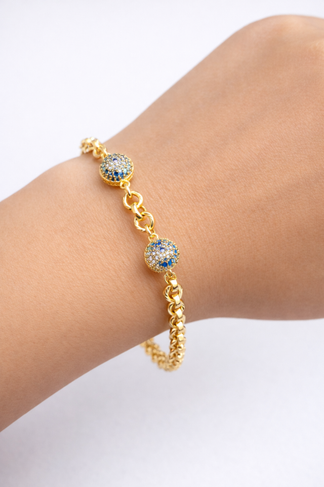 14 Ayar Kuyum İşçiliği  Nazar Boncuklu Bileklik