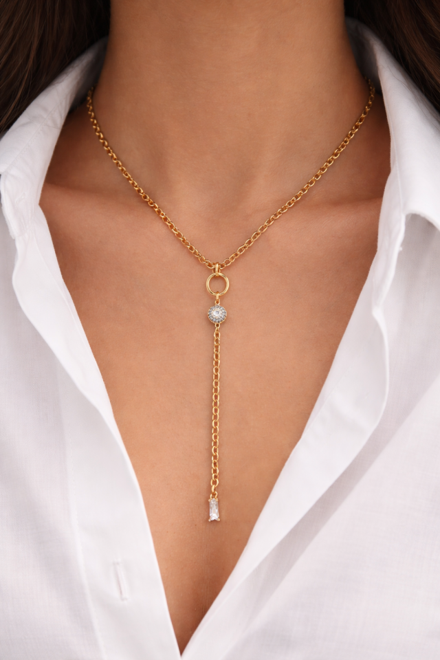 Nazar Boncuklu Göz Y Gold kolye