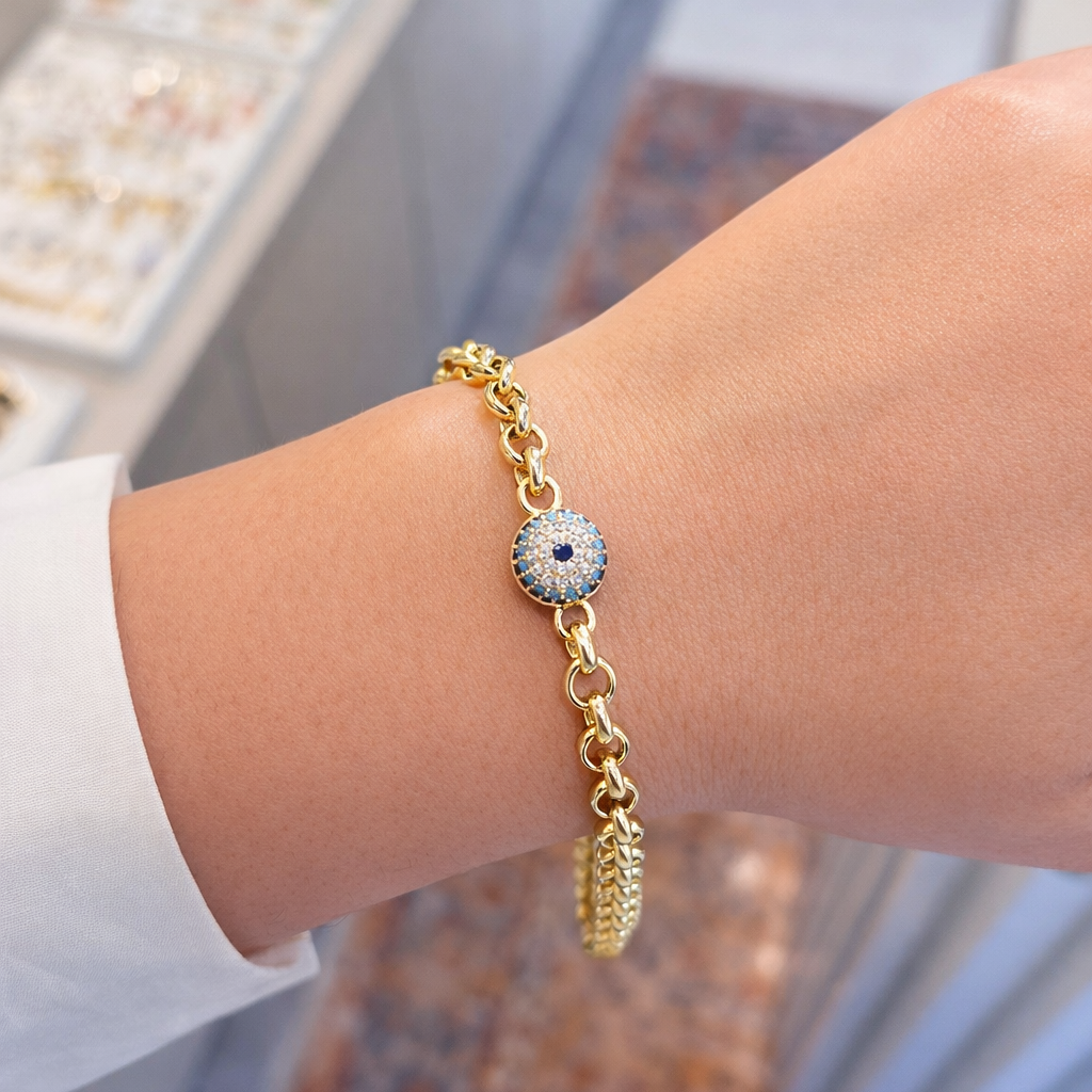 Göz Bileklik Tek Top Gold