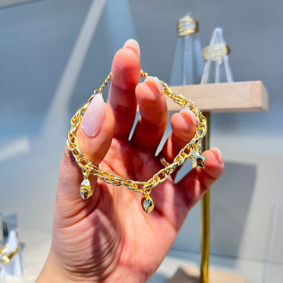 14 K Rengi Haloy Zincir Şanş Bileklik